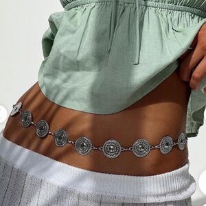 Princess Polly Silver Coin Belt, adjustable size, Medium